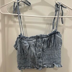 Blue Smocked Women's Top